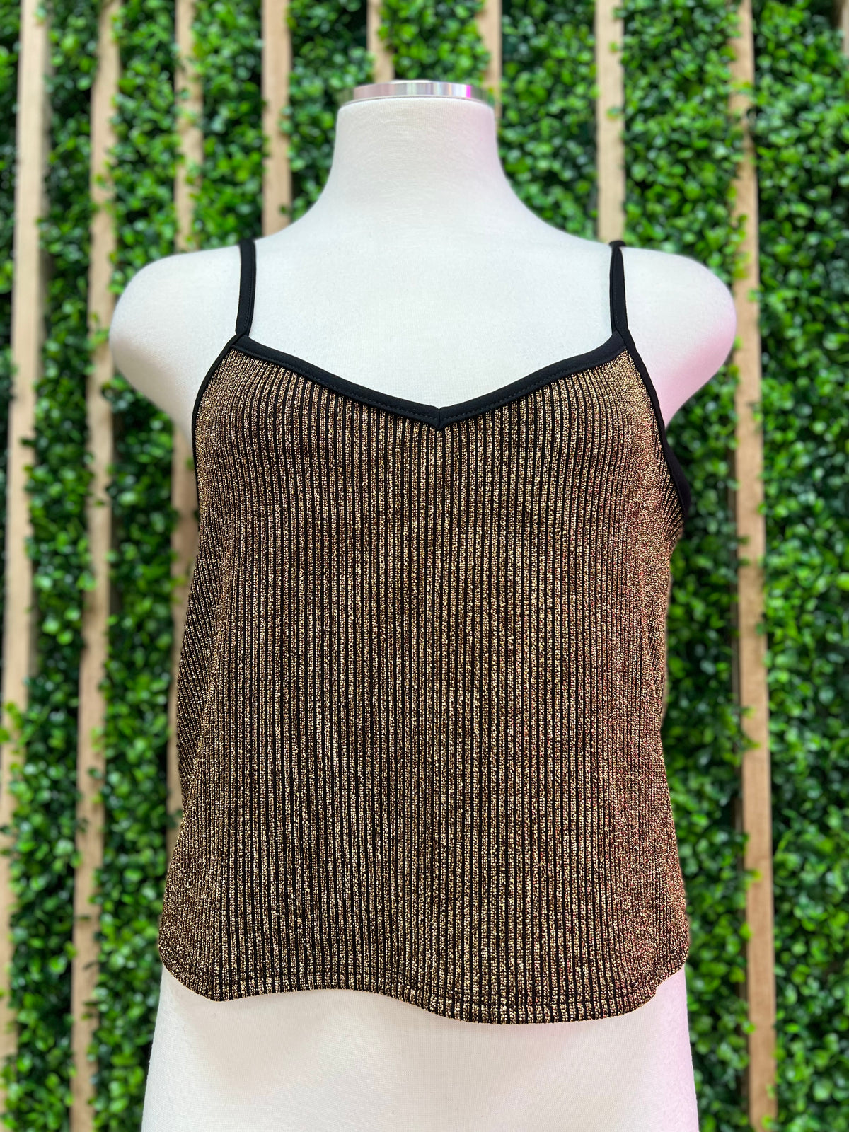Black Gold Metallic Tank Top