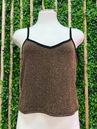 Black Gold Metallic Tank Top