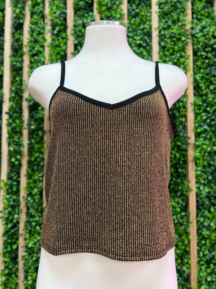 Black Gold Metallic Tank Top