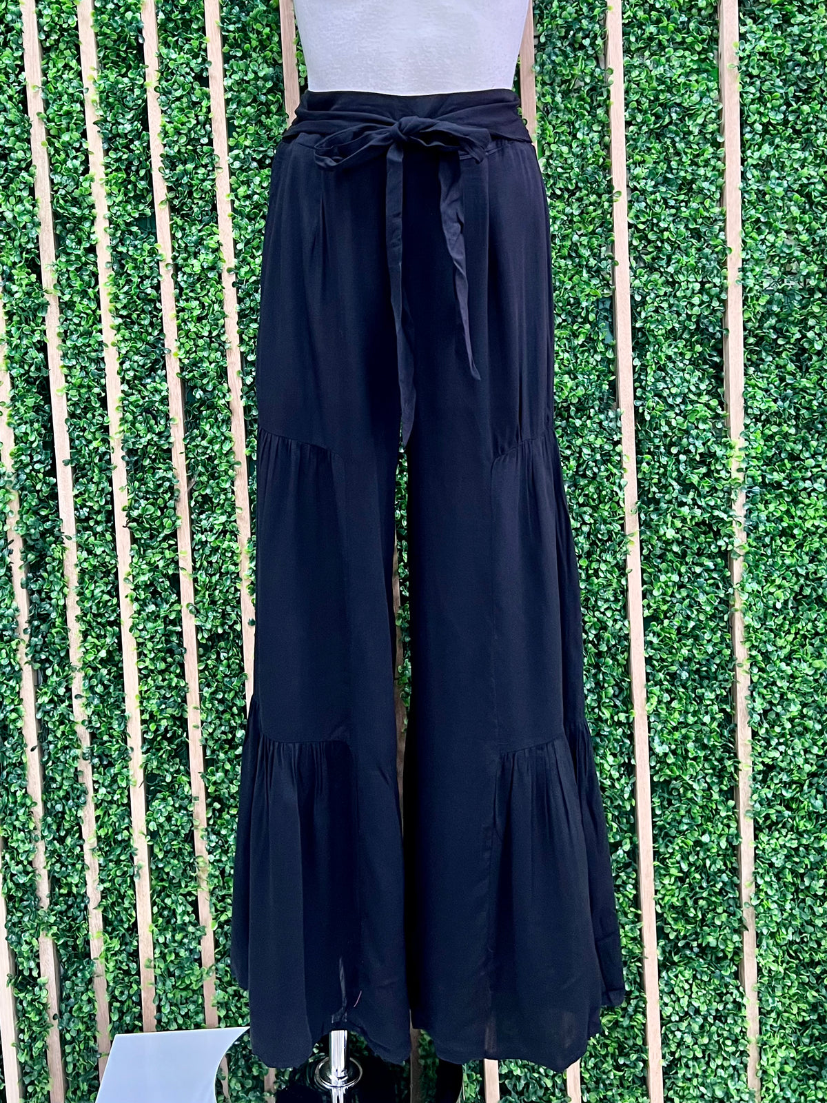 Black Tiered Wide Leg Palazzo
