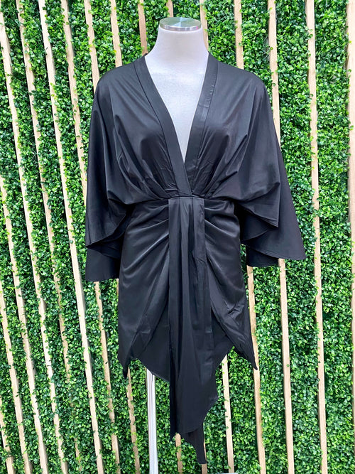 Black Kimono Short Dress