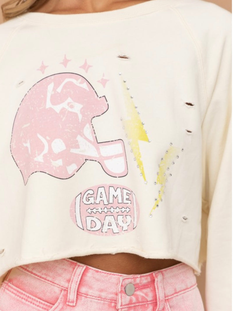 Football Game Day Crop Sweater