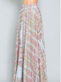 Blue Pink Paisley Maxi Skirt