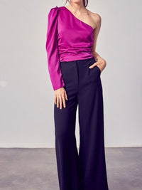 One Shoulder Ruched Blouse