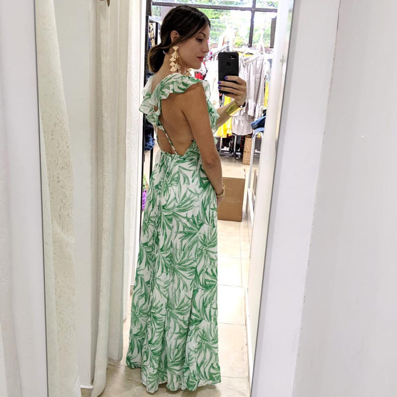 Leaves Wrap Maxi Dress