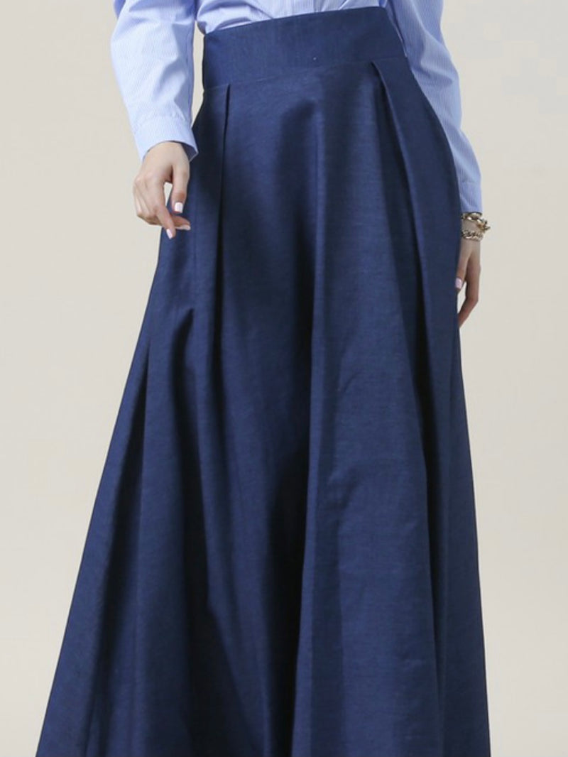 Denim High Waist Maxi Skirt