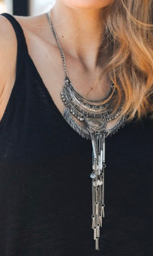 Silver Multi layer Statement Necklace