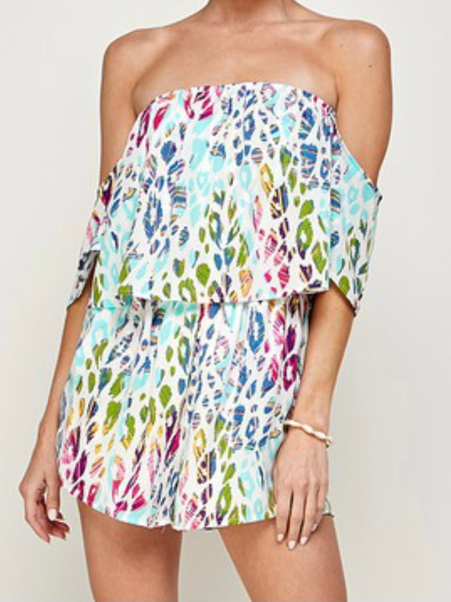 Multicolor Off Shoulder Romper