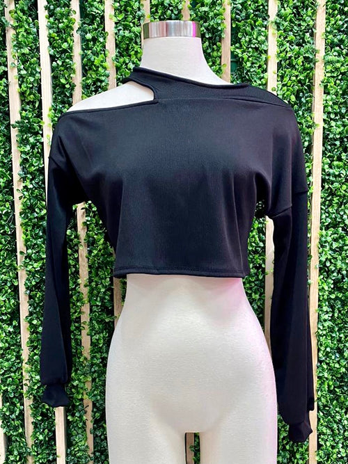 Black Side Cutout Skirt Set