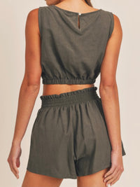 Linen Crop Short Pant Set