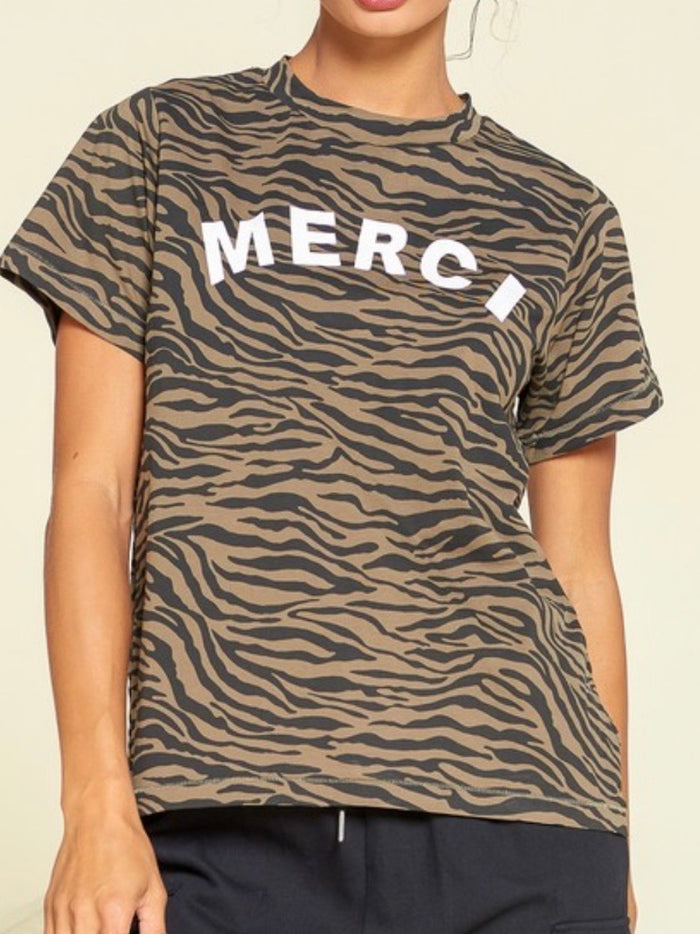 Merci Zebra Print Tee