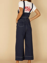 Stitch Detail  Crop Overall Jumpsuit