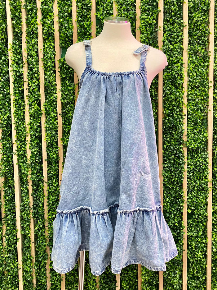 Denim Drop Waist Short Dress