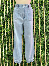 High Rise Denim Jogger Jeans