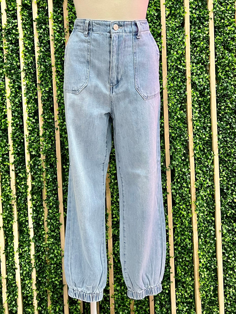 High Rise Denim Jogger Jeans