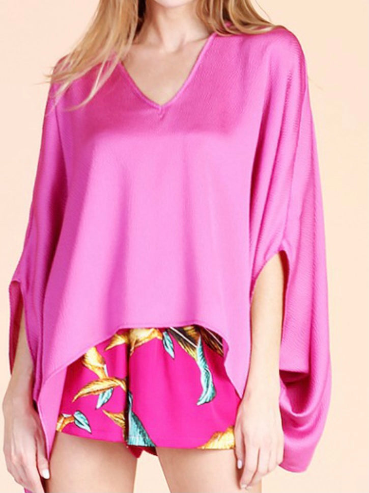 Hammered Satin Caftan Top