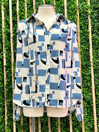 Blue Geo Print Blouse