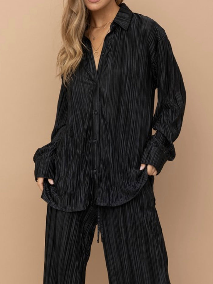 Black Pleated Pant Set