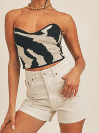 Black Zebra Strapless Crop Top