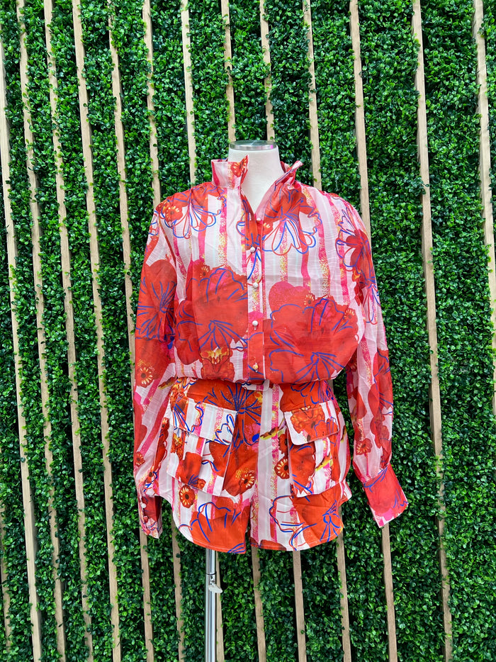 Delicate Red Floral Short