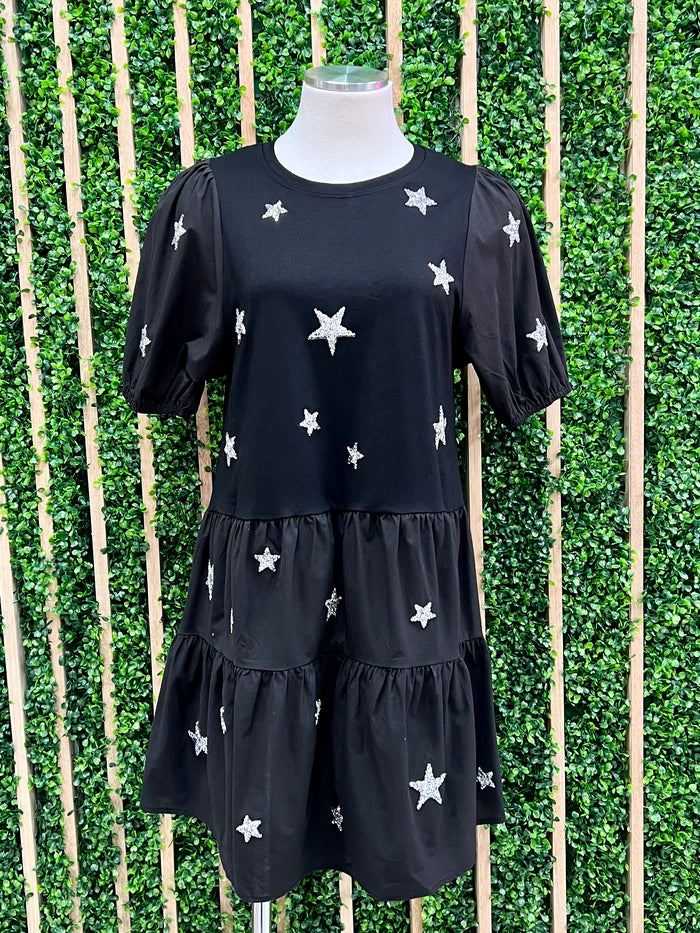 SIlver Star Tiered Short Dress