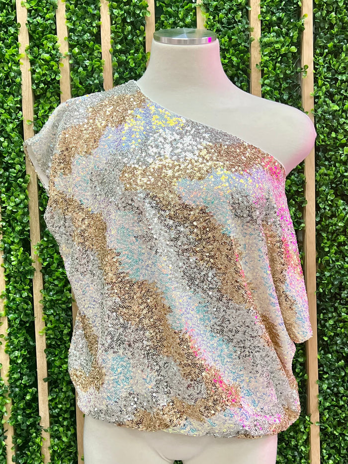 Multi Sequin Off Shoulder Top