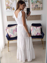 White Eyelet Tiered Maxi Dress