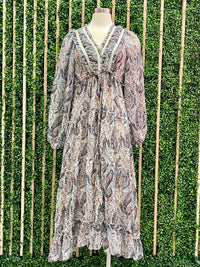 Ivory Blue Paisley Maxi Dress