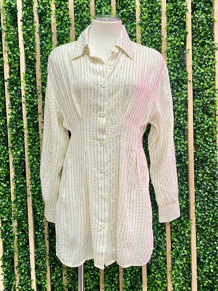 Gold Lurex Stripes Shirt Dress