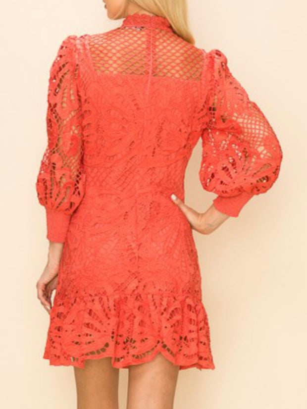 Rust Coral Lace Dress