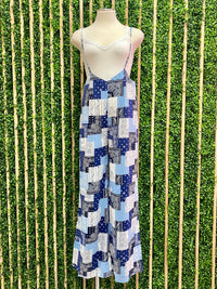 Blue Bandana Patchwork Pant Overall