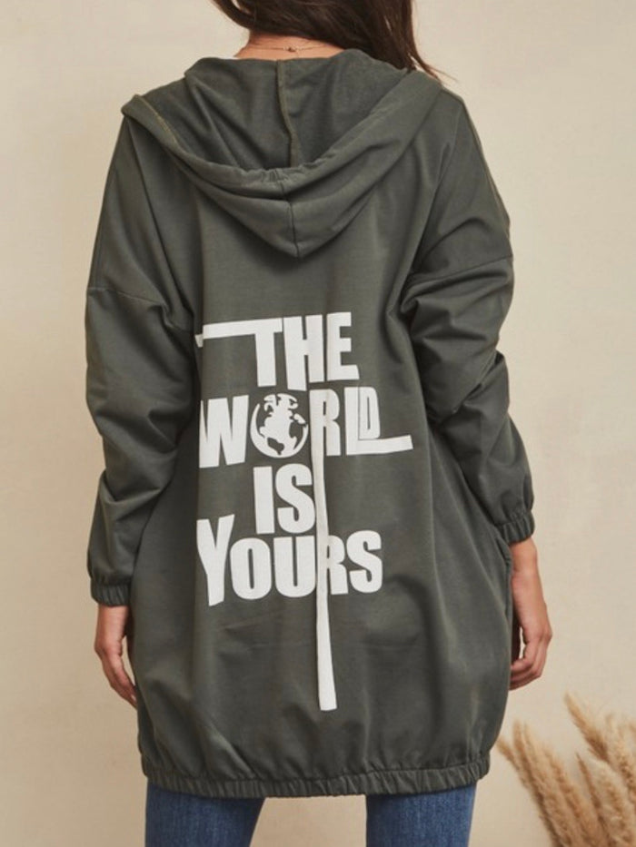 The Worls is Yours Olive Zip Jacket Dress