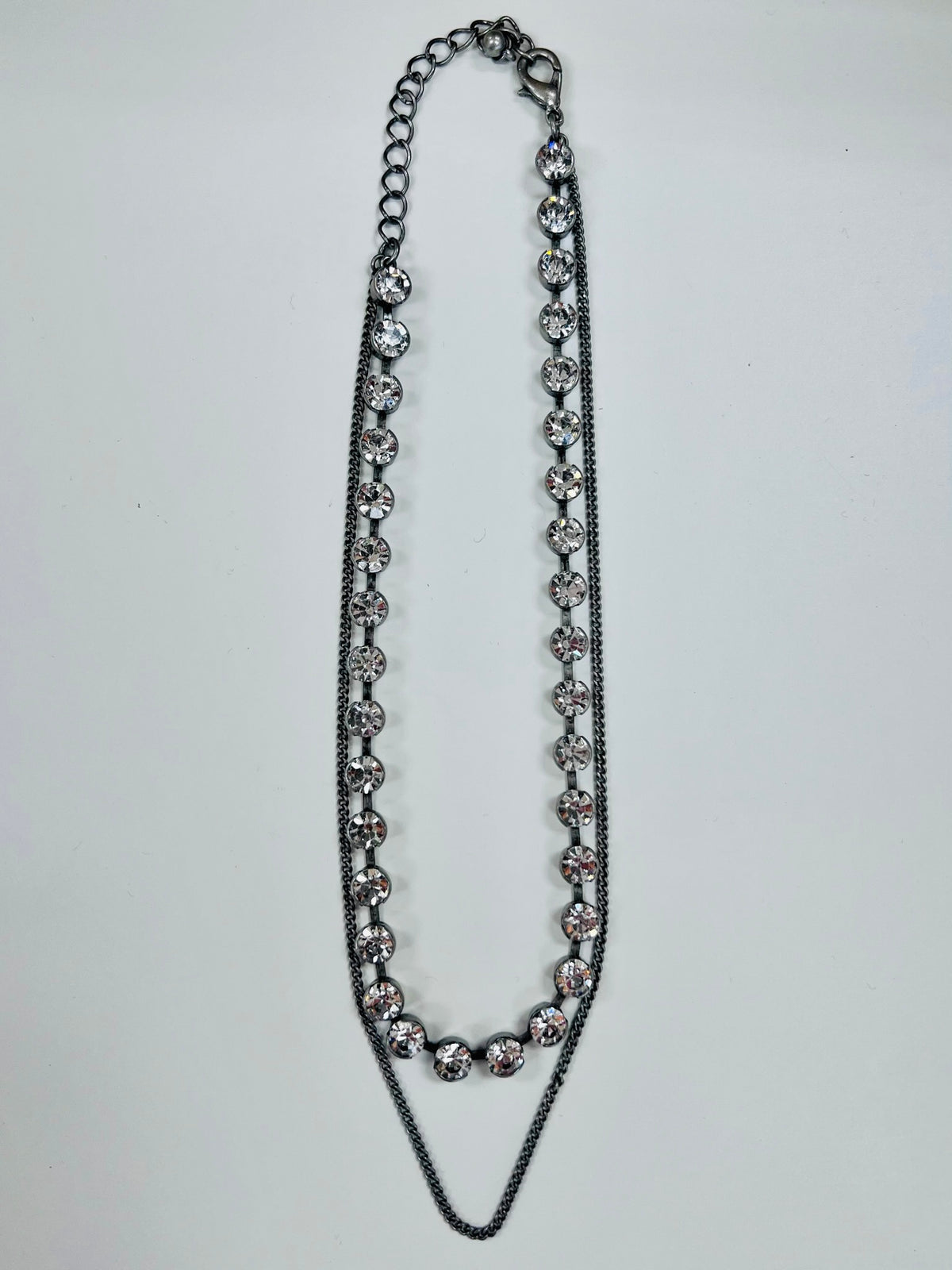 Crystal and Chain Double Necklace