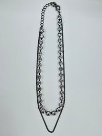 Crystal and Chain Double Necklace