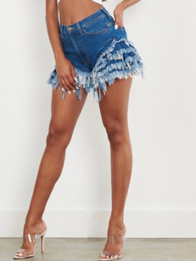 Ruffled Denim Short