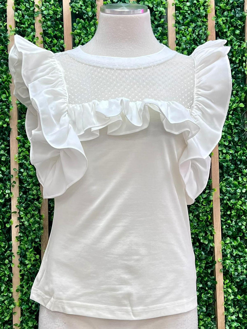 Lace Detail Ruffled Top
