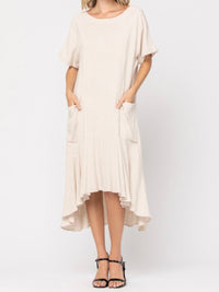 Linen Tie Back Midi Dress