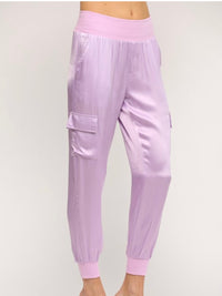 Lavender Satin Cargo Jogger