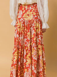 Rust Floral Maxi Skirt