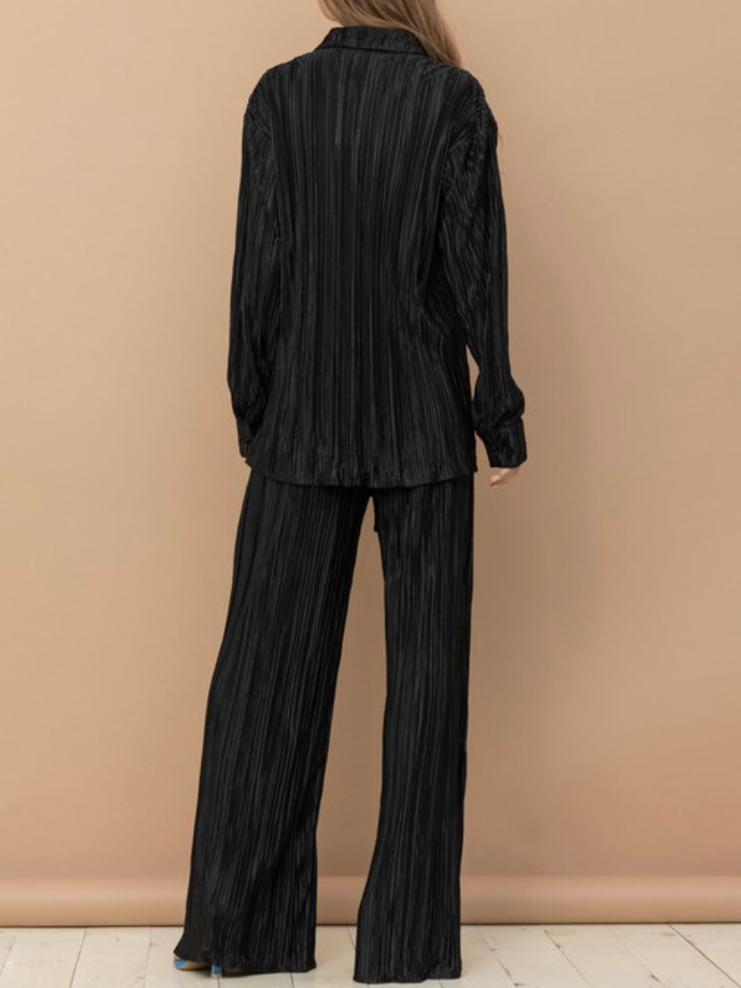 Black Pleated Pant Set