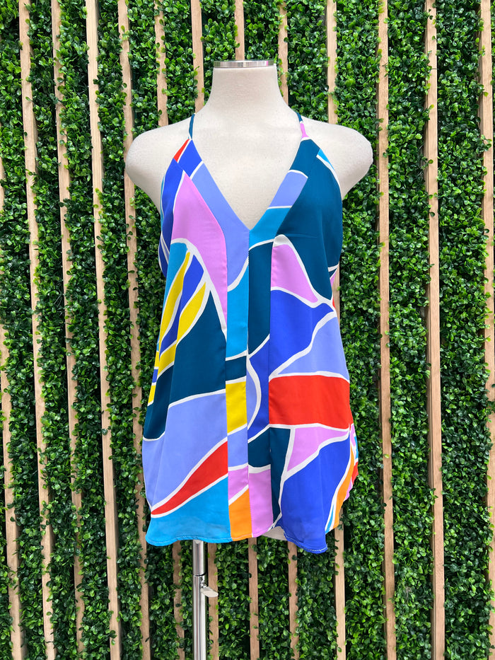 Blue Multi Print Tank Top