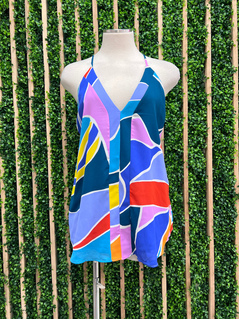 Blue Multi Print Tank Top