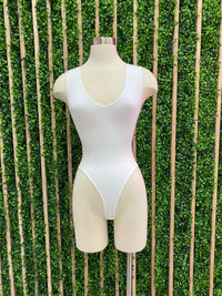 Ribbed V Neck Bodysuit