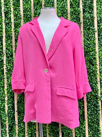 Hot Pink Linen Blazer Set