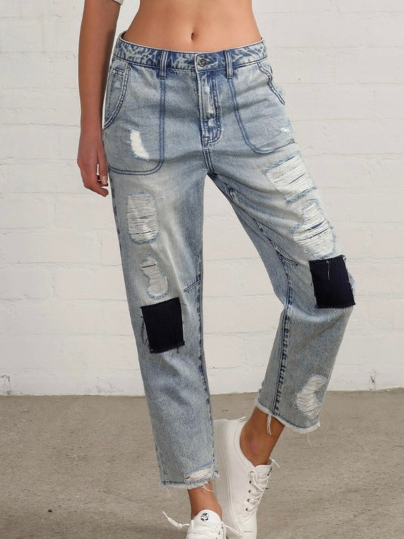 Slouch Patched Jeans