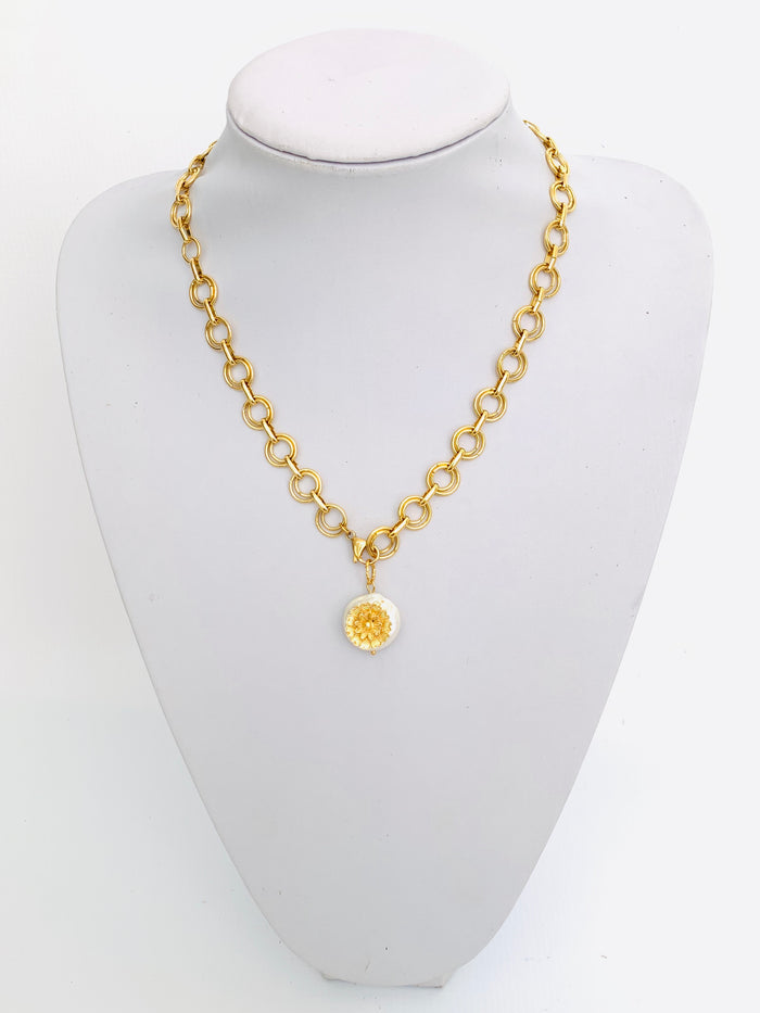 Floral Pearl Charm Necklace