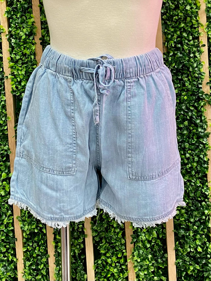 Frayed Denim Short Pant Set