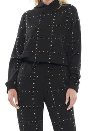 Black Star Studded Hoodie Top