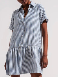 Blue Striped Drop Waist Dress