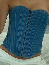 Denim Lace Up Bustier